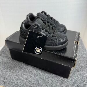 VTG Cadillac Reno Mesh Lo Sneakers Youth Boys 4 Black Monochrome Leather Upper‎